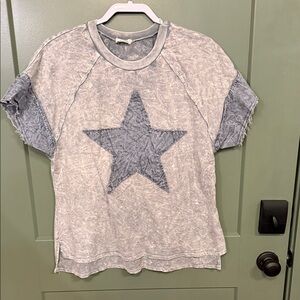 Washed Gray Star Short Sleeve Tee - Women